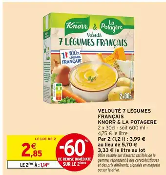Intermarché Express Knorr & la potagère velouté 7 légumes français offre