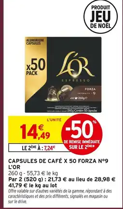 Intermarché Express L'or capsules de café x50 forza n°9 offre