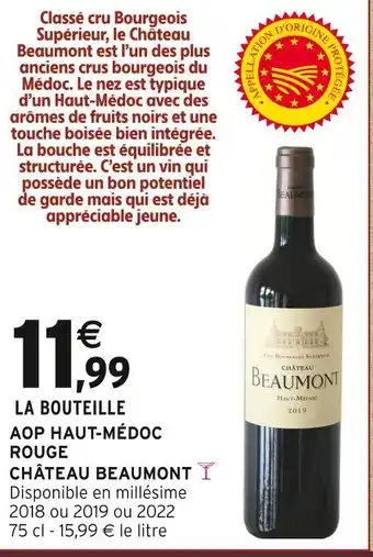 Intermarché Express Château beaumont aop haut-médoc rouge offre