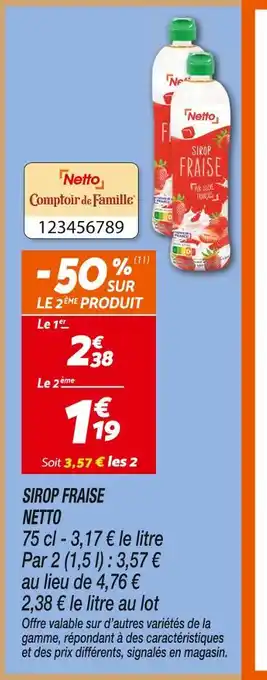 Netto Netto sirop fraise offre