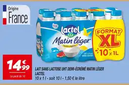 Netto Lactel matin léger lait sans lactose uht demi-écrémé offre