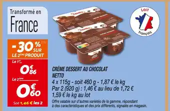 Netto Netto crème dessert au chocolat offre