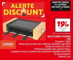 Netto Livoo raclette bambou 6 personnes offre