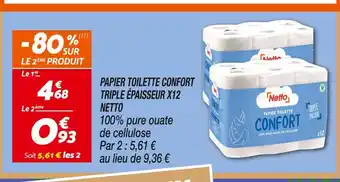 Netto Netto papier toilette confort triple épaisseur x12 offre