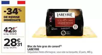 Carrefour Labeyrie - bloc de foie gras de canard offre