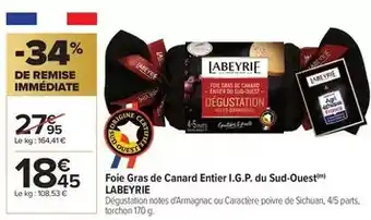 Carrefour Labeyrie - foie gras de canard entier i.g.p. du sud-ouest offre