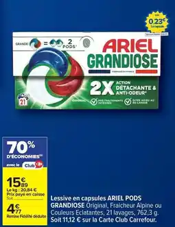 Carrefour Ariel - lessive en capsules pods offre