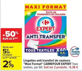 Carrefour - lingettes anti-transfert de couleurs maxi format expert tous