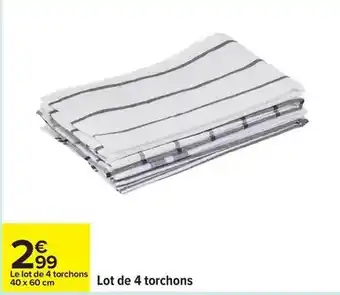 Carrefour Lot de 4 torchons offre