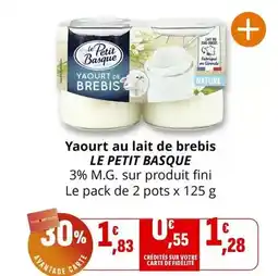Coccimarket Le petit basque - yaourt au lait de brebis offre