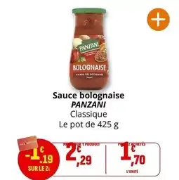 Coccimarket Panzani - sauce bolognaise offre