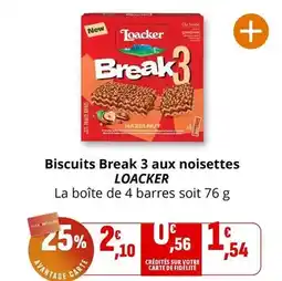 Coccimarket Loacker - biscuits break 3 aux noisettes offre