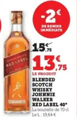 U Express Blended scotch whisky johnnie walker red label 40° offre