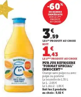 U Express Pur jus refrigere format special innocent offre