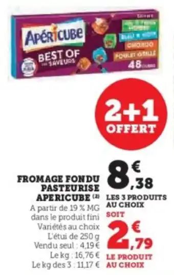 U Express Fromage fondu pasteurise apericube offre