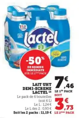 U Express Lait uht demi-ecreme lactel offre