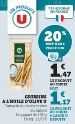 U Express Gressins a l'huile d'olive u offre