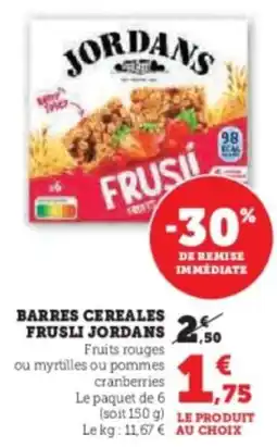 U Express Barres cereales frusli jordans offre