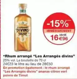 Monoprix Rhum arrangé les arrangés divins offre