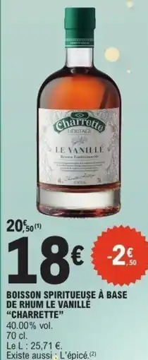 E.Leclerc Boisson spiritueuse à base de rhum le vanillé charrette offre