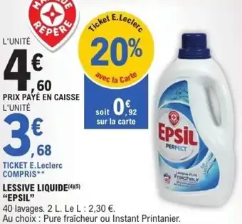 E.Leclerc Lessive liquide epsil offre