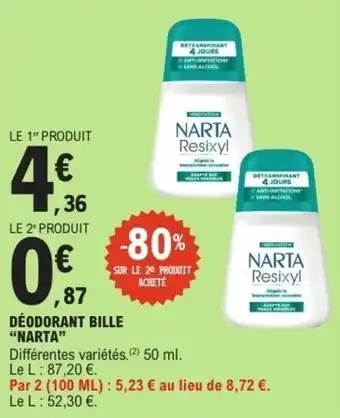 E.Leclerc Déodorant bille “narta” offre