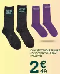 Centrakor Chaussette pour femme polycoton taille 36/41 paillettes offre