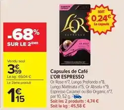 Carrefour Drive L'or - capsules de café espresso offre