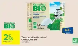 Carrefour Drive Carrefour - yaourt au lait entier nature bio offre