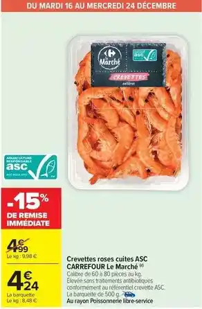 Carrefour Drive Carrefour - crevettes roses cuites asc le marché offre