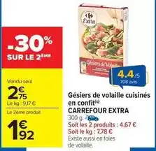 Carrefour Drive Carrefour - gésiers de volaille cuisinés en confit offre