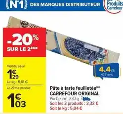 Carrefour Drive Carrefour - pâte à tarte feuilletée offre