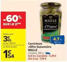 Carrefour Drive Maille - cornichons offre saisonnière offre