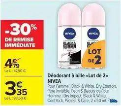 Carrefour Drive Nivea - déodorant à bille lot de 2 offre