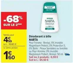 Carrefour Drive Narta - déodorant à bille offre