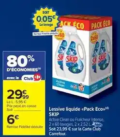 Carrefour Drive Skip - lessive liquide offre
