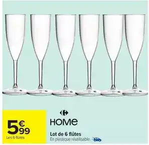 Carrefour Drive Lot de 6 flûtes offre