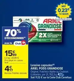 Carrefour Drive Ariel - lessive capsules pods grandiose offre