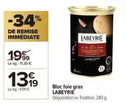 Carrefour Labeyrie - bloc foie gras offre