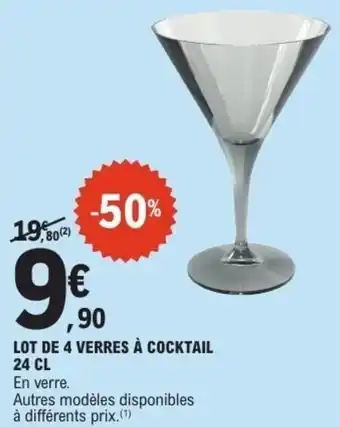 E.Leclerc Lot de 4 verres à cocktail offre