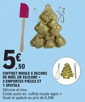 E.Leclerc Coffret moule 6 decors de noël en silicone + 2 emportes pièces 1 spatule offre