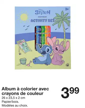 Zeeman STITCH Album à colorier avec crayons de couleur offre