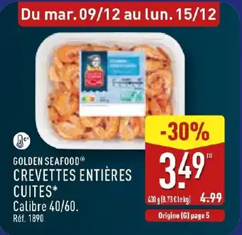 ALDI GOLDEN SEAFOOD Crevettes cuites offre