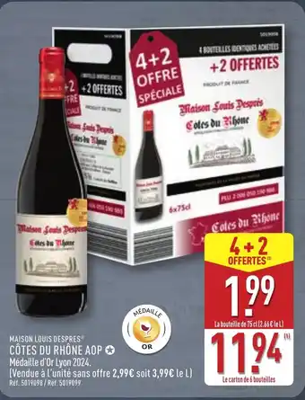 ALDI MAISON LOUIS DESPRES Côtes du rhône aop offre