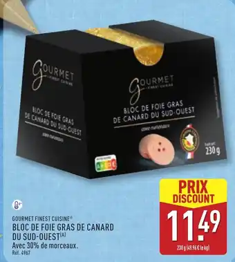 ALDI GOURMET FINEST CUISINE Bloc de foie gras de canard du sud-ouest offre