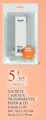 Migros Migros - sachets cadeaux transparents paper & co offre