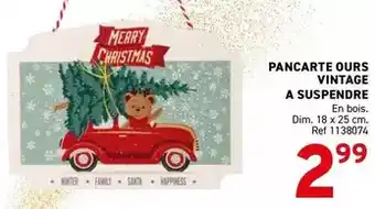 Trafic Dim - pancarte ours vintage a suspendre offre