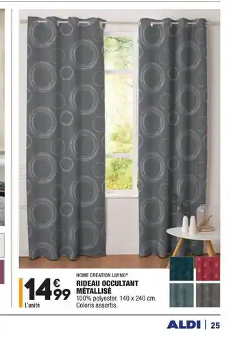 ALDI Home Creation Living Rideau Occultant Métallisé offre