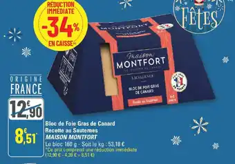 G20 Bloc de foie gras de canard recette au sauternes maison montfort offre
