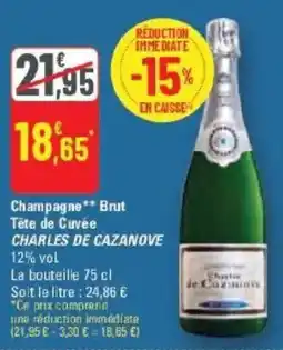 G20 Champagne brut tête de cuvée charles de cazanove offre